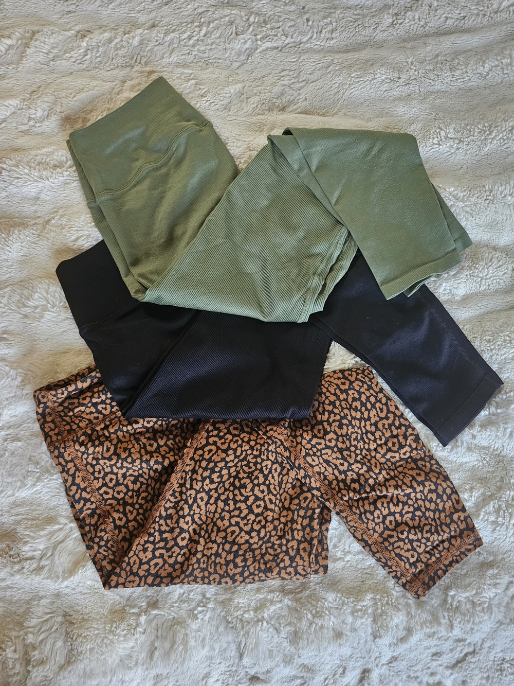 J CREW❗️Womans Ribbed Leggings Trio - Olive, Black & Leopard